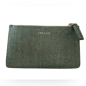 Sézane Alfred Large Card Holder, Mint Green, Lizard Embossed